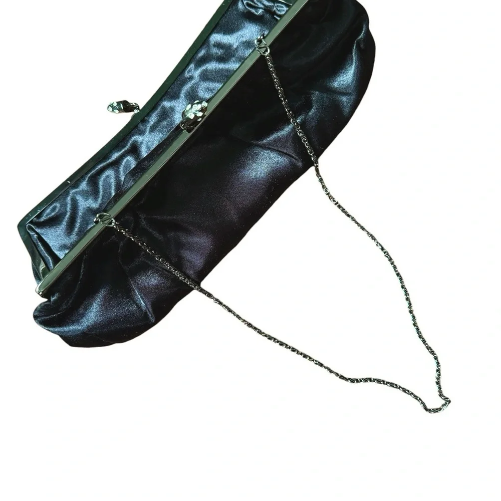 Wet Seal Black Faux Satin Clutch